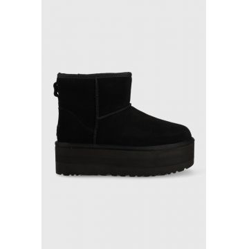 UGG bocanci de piele W Classic Mini Platform , culoarea negru UGG bocanci de piele W Classic Mini Platform , culoarea negru