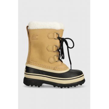 Sorel cizme de iarna pentru copii din piele intoarsa 1123511 culoarea bej, Youth Caribou