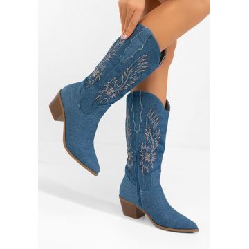 Cizme cowboy damă Tivaria denim