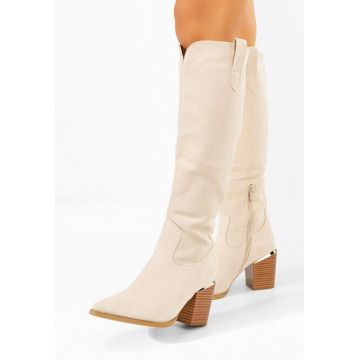 Cizme cu toc gros Jasaria bej