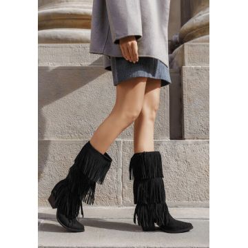 Cizme cu toc gros Jasira negre