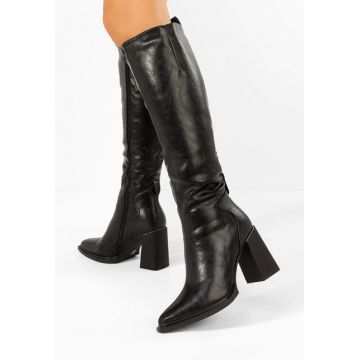 Cizme cu toc gros Ricardia negre