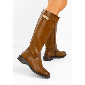 Cizme cu toc mic Marquerite camel