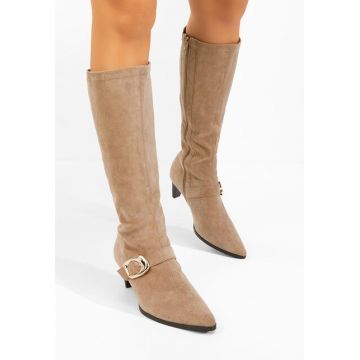 Cizme cu toc mic Vernoa kaki