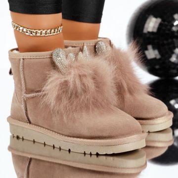Cizme Scurte Dama Piele Naturala Abrienda Khaki #8618M Cizme Scurte Dama Piele Naturala Abrienda Khaki #8618M